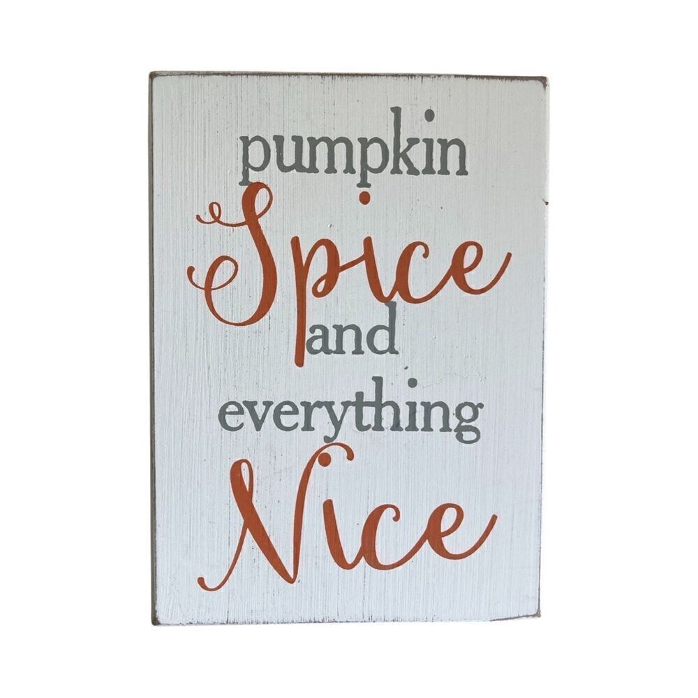 Pumpkin Spice Season Whitewashed Distressed Wood Sign Quill to Paper NWT